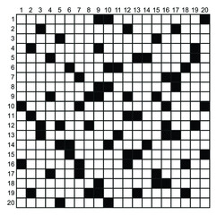 Empty Square crossword grid (puzzle) vector. 20 x 20 horizontal puzzle illustration