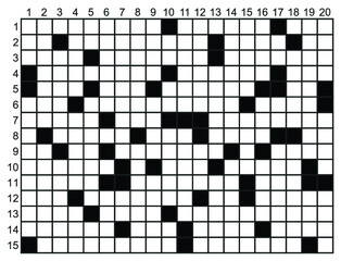 Empty Square crossword grid (puzzle) vector. 20 x 15 horizontal puzzle illustration