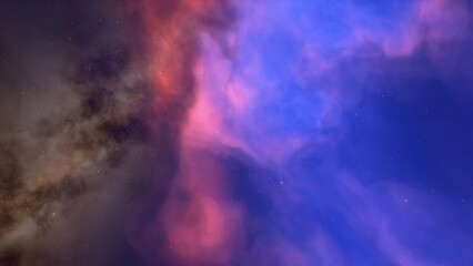 Obraz premium colorful space background with stars, nebula gas cloud in deep outer space, science fiction illustrarion 3d illustration