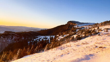 sunrise in the mountains, Dochia Chalet, Ceahlau Mountains, Romania 