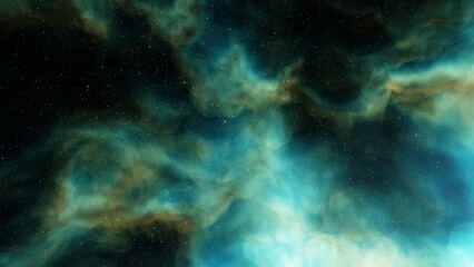 nebula gas cloud in deep outer space, science fiction illustrarion, colorful space background with stars 3d render