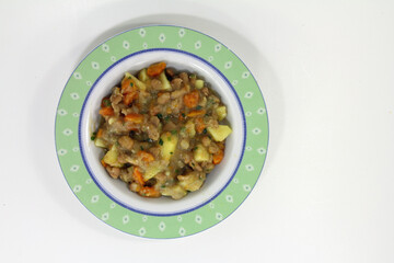 Fototapeta premium freshly cooked by granny, bean stew with allowances