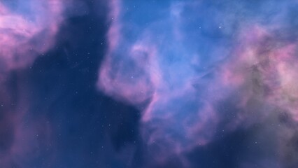 Space background with realistic nebula and shining stars. Colorful cosmos with stardust and milky way. Magic color galaxy. Infinite universe and starry night. 3d render © ANDREI