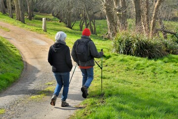 Group of senior hikers in Brittany-France