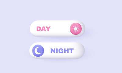 day night switcher web site button icon 3d realistic