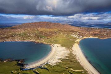Two beautiful beaches separated by sand dunes. Dog's bay and Gurteen bay beaches. county Galway,...