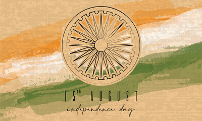 Colored happy india independence day poster