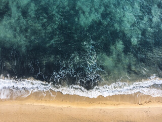 Aerial top view of a beach