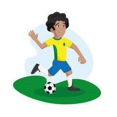 Happy soccer player cartoon doing a shot Vector