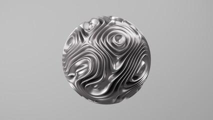 Silver Sphere deformation bio forms. Illustration Abstract 3d Render