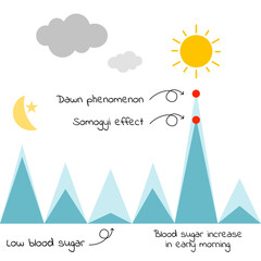 Dawn phenomenon and somogyi effect on early morning in diabetes patient 