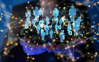 Abstract technology group and data 3d