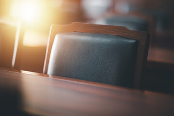 Table and chair in the courtroom of the judiciary