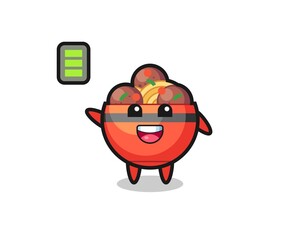 meatball bowl mascot character with energetic gesture