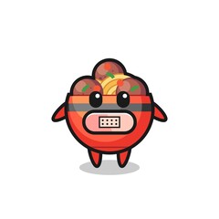 Fototapeta premium Cartoon Illustration of meatball bowl with tape on mouth