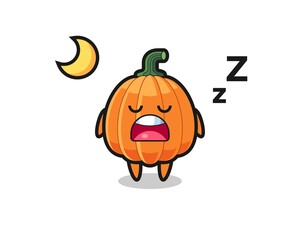 pumpkin character illustration sleeping at night