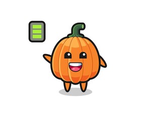 pumpkin mascot character with energetic gesture