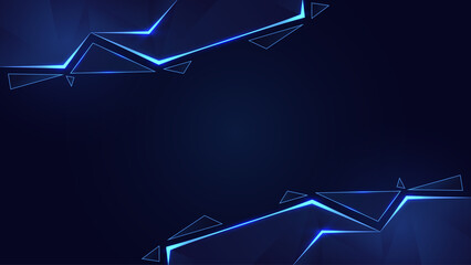 Vector illustration of futuristic technology design with glowing blue outline abstract shape background template