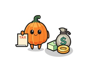 Character cartoon of pumpkin as a accountant