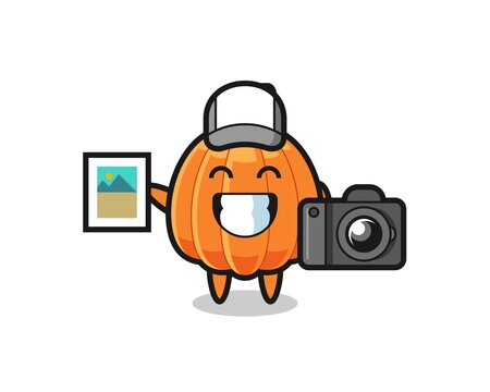 Character Illustration of pumpkin as a photographer