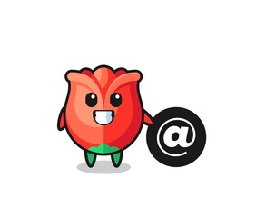 Cartoon Illustration of rose standing beside the At symbol