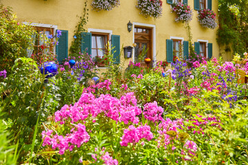 Fototapeta na wymiar Beautiful typical cottage garden, in Bavaria, Southern Germany.