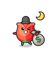 Illustration of rose cartoon is stolen the money