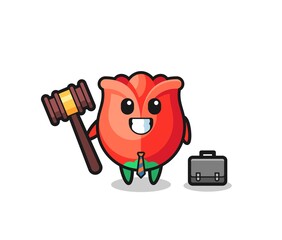 Illustration of rose mascot as a lawyer