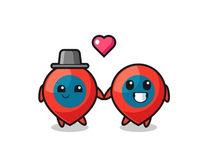 location symbol cartoon character couple with fall in love gesture