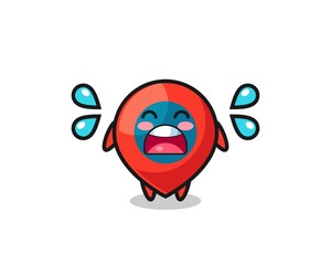 location symbol cartoon illustration with crying gesture