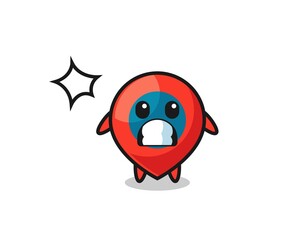 location symbol character cartoon with shocked gesture
