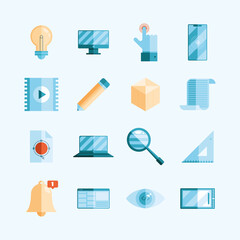 sixteen development design icons