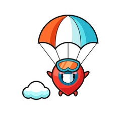 location symbol mascot cartoon is skydiving with happy gesture
