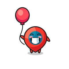 location symbol mascot illustration is playing balloon