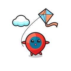 location symbol mascot illustration is playing kite