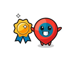 location symbol mascot illustration holding a golden badge