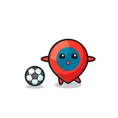 Illustration of location symbol cartoon is playing soccer