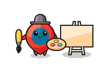 Illustration of location symbol mascot as a painter