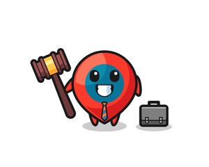 Illustration of location symbol mascot as a lawyer