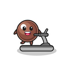 tapioca pearl cartoon character walking on the treadmill
