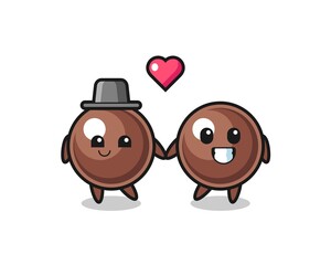 tapioca pearl cartoon character couple with fall in love gesture