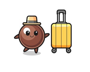 Obraz na płótnie Canvas tapioca pearl cartoon illustration with luggage on vacation