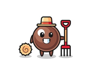 Mascot character of tapioca pearl as a farmer