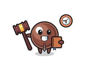 Mascot cartoon of tapioca pearl as a judge