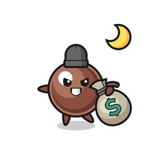 Illustration of tapioca pearl cartoon is stolen the money