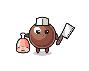 Illustration of tapioca pearl character as a butcher