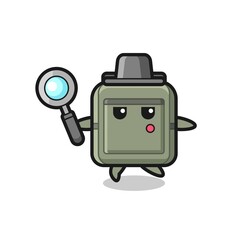 school bag cartoon character searching with a magnifying glass