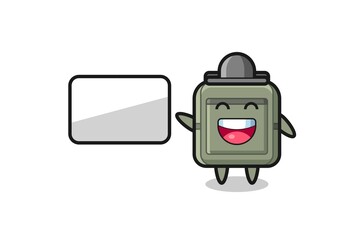 school bag cartoon illustration doing a presentation