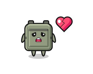 school bag cartoon illustration is broken heart