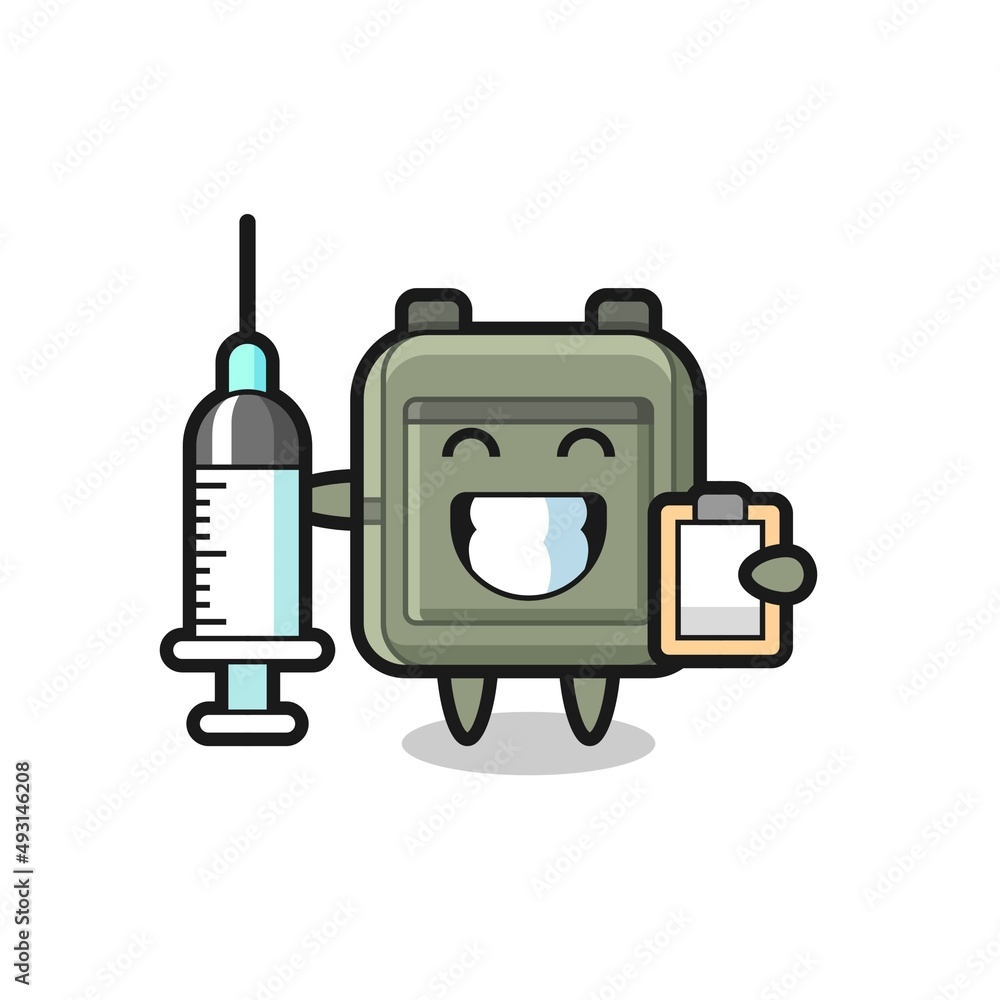 Poster mascot illustration of school bag as a doctor